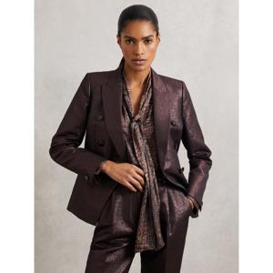 REISS Naomi Crocodile-Print Tie-Neck Blouse